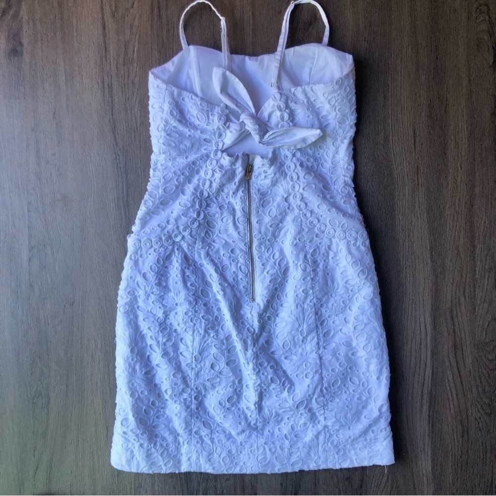 Lilly Pulitzer Shelli Eyelet Mini Dress Womens 0 White Cotton Resort Tropical - Picture 6 of 14
